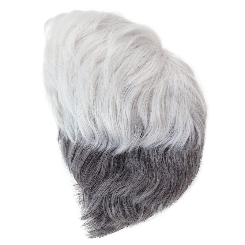 GNIMEGIL Short White Wigs For Men Ombre Silver Blanche Wig Male's Toupees Halloween Costume Older Man Kenny Rogers Natural Side Part Synthetic Fiber Seniors Hair - Image 3